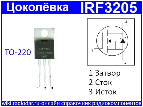 Цоколевка полевого транзистора IRF3205PBF - википедия радиодар